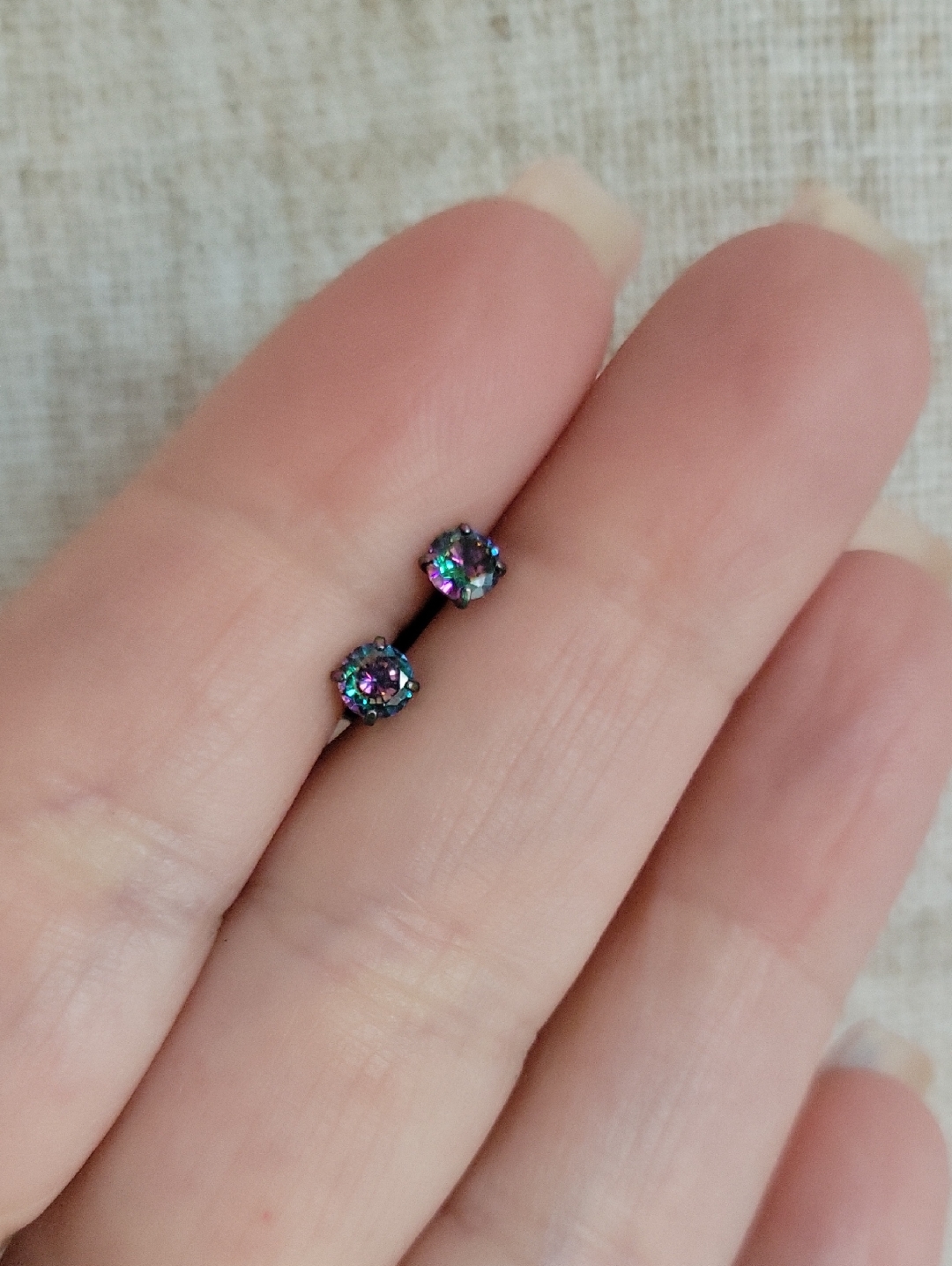 Mystic Topaz Iridescent Rainbow Stud Earrings